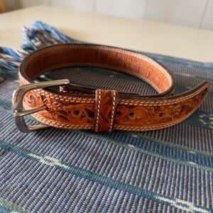 Ranger Belt Company Hand Tooled Leather Belt - Size 20